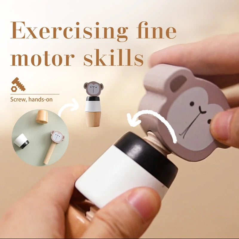 Baby Wooden Montessori Toy Develop Kid Hand-on Ability Toy Hand Bell