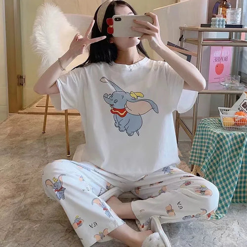 Disney Cartoon Mickey Winnie Snow White Pajamas Ladies Summer Short