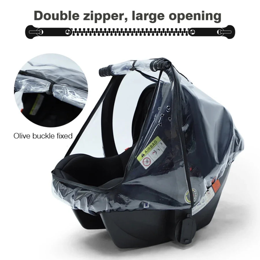 Baby Safety Seat Rain Cover Transparent EVA Baby Stroller Carriage