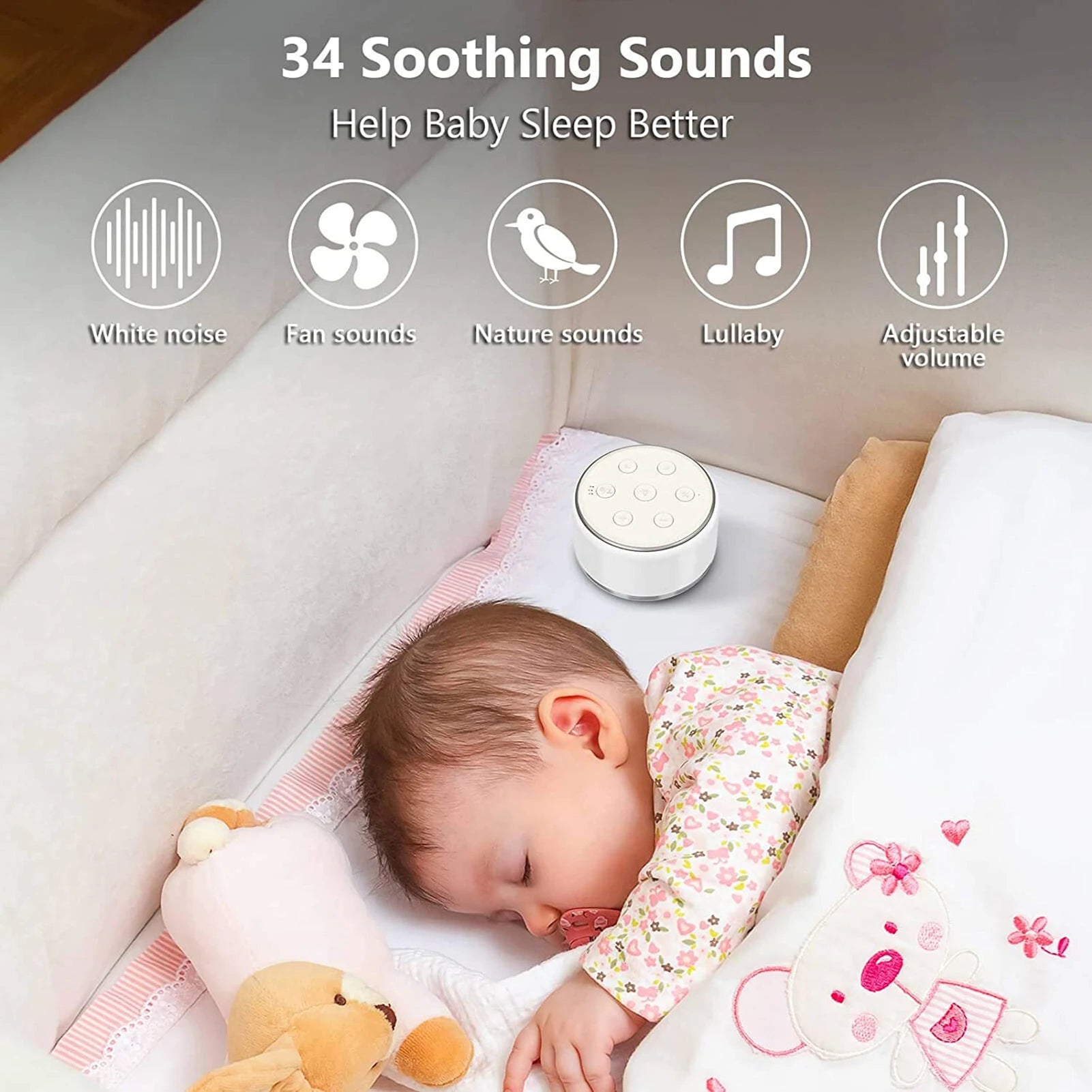 White Noise Machine Desktop Sleep Sound Machine for Baby Sleep Soother