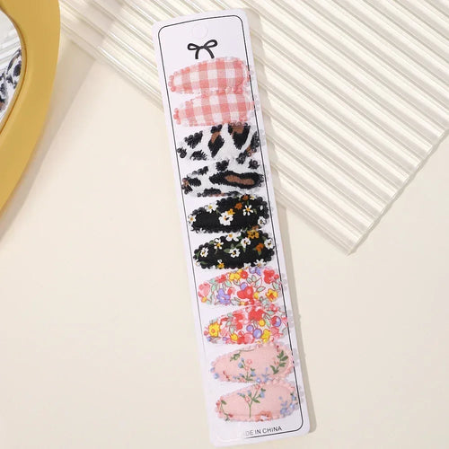 10/20Pcs Cotton Print Hair Clip Hairpin for Girl Fabric Plaid Mini BB