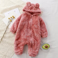 Load image into Gallery viewer, Thick Warm Baby Rompers Cute Winter Infant Jumpsuits Hooded Coral
