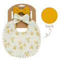 Load image into Gallery viewer, 3Pcs/Set Baby Flower Bibs & Headbands Bow Nylon Hairbands Double Side
