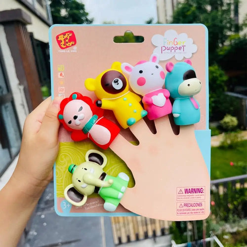 5PCS Mini Animal Hand Puppet Puppy Doll Finger Puppet Toy Set