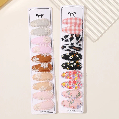 10/20Pcs Cotton Print Hair Clip Hairpin for Girl Fabric Plaid Mini BB