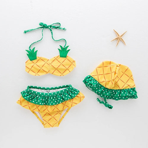 2024 Baby Swimwear Kids Girls 3 Pieces Swimsuit Bikini Summer Children