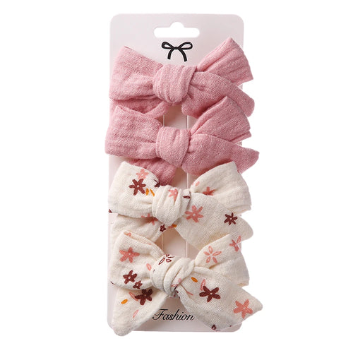 4Pcs/Set Baby Bows Hair Clips Muslin Girls Hairpins Hairclip For Kids