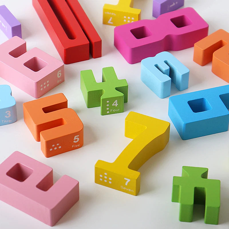 Wooden educational digital blocks, creative puzzles, stacking toys,