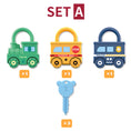 Load image into Gallery viewer, 3Pcs Early Learning Lock Unlock Car Train Toy with Keys, Kids
