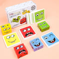 Load image into Gallery viewer, Kids Emotions Expression Game Wooden Cube Face Changing Board Cartoon
