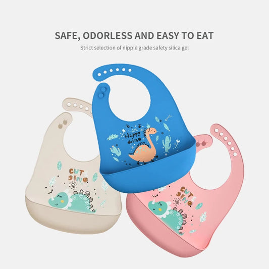 1pcs Waterproof Baby Bibs Cartoon Dinosaur Printed Kids Bibs