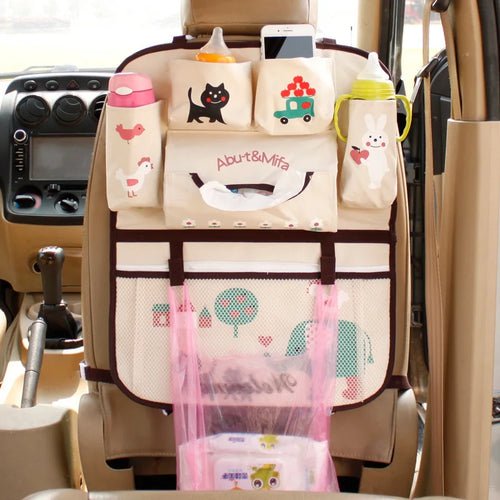 Cartoon Baby Car Seat Back Storage Bag, Large Capacity