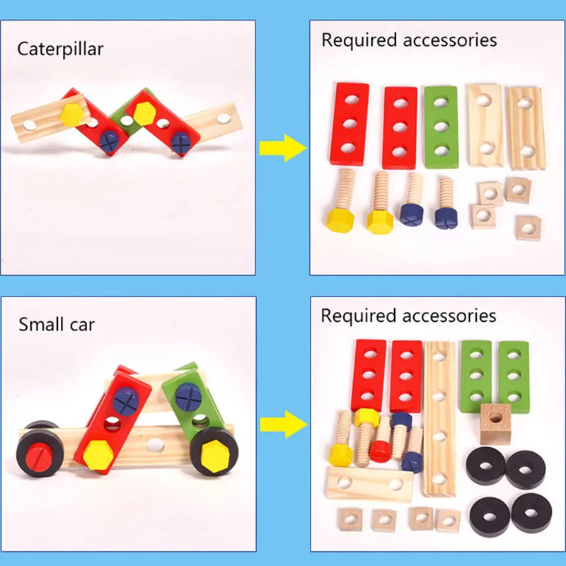 Educational Montessori Kids Toys Plastic Wooden Toolbox Pretend Play