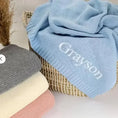 Load image into Gallery viewer, Personalized Name Baby Blanket Embroidered Name Knit Baby Blanket
