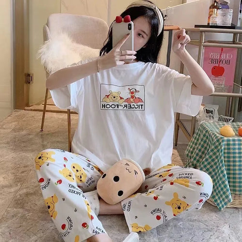 Disney Cartoon Mickey Winnie Snow White Pajamas Ladies Summer Short