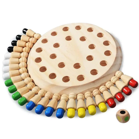 Montessori Wooden Memory Match Stick Chess Board Game Logic Braintease