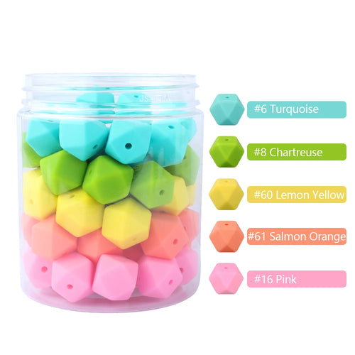 10pcs Hexagon Silicone Beads Pearl 14mm DIY Pacifier Clip Chain