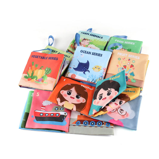 Soft Baby Books toys Montessori 3D Touch Feel High Contrast Cloth Book