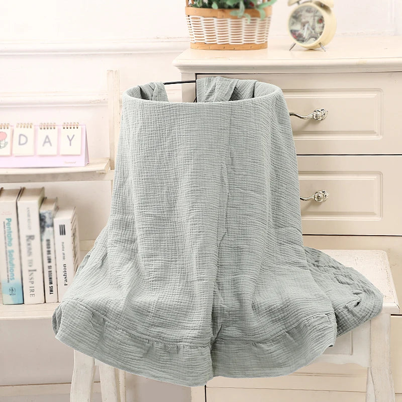 100% Organic Cotton Baby Wrap Gauze Ruffle Infant Blanket Kid Soft