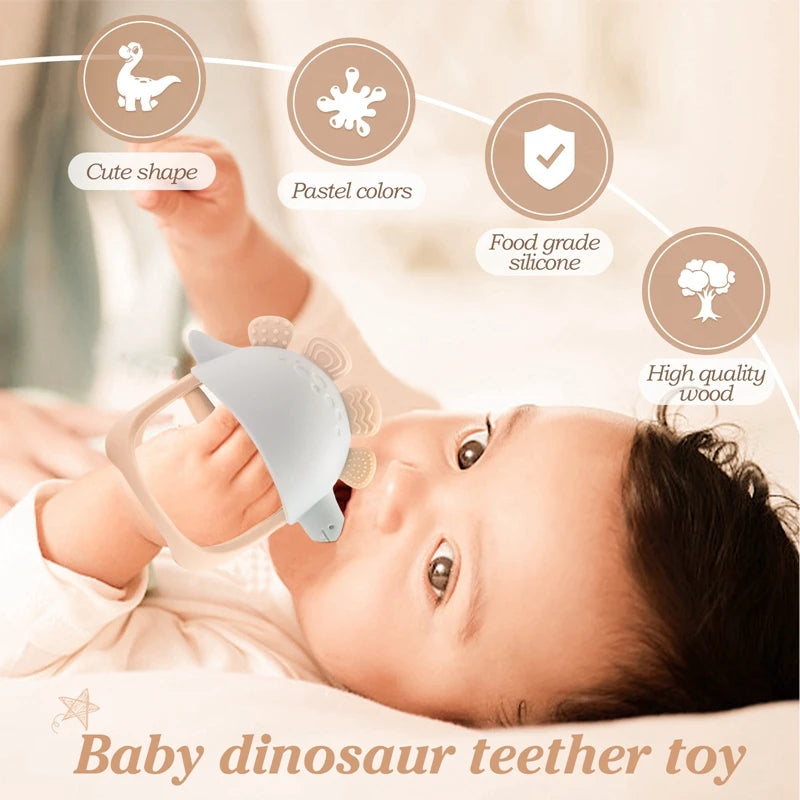 Baby Silicone Dinosaur Glove Teether Toys BPA Free Silicone Removable