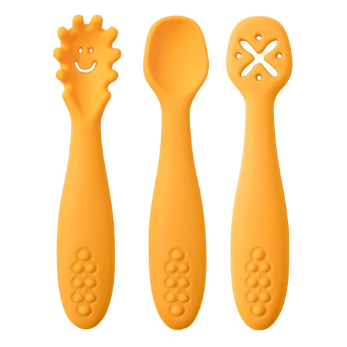 3PCS Cute Baby Learning Spoons Utensils Set Newborn Feeding Spoon Set