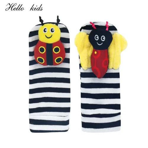 Cartoon Plush Socks Wrist Strap Rattles Baby Toys 0-12 Months Newborn