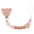 Load image into Gallery viewer, Baby Pacifiers Clips Personalized Name Cartoon Bear Beech wooden Star
