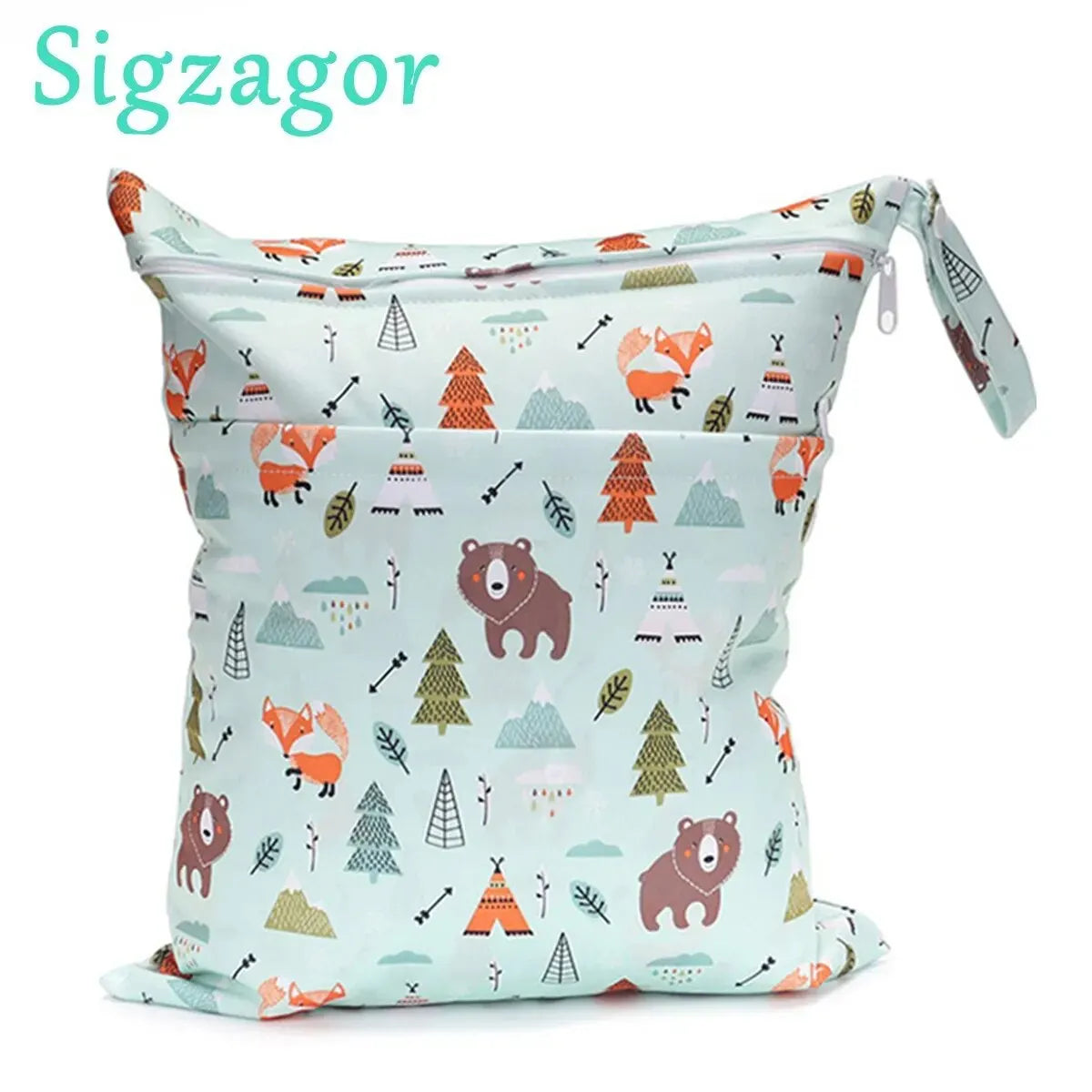 [Sigzagor] Wet Dry Bag With Two Zippered Baby Diaper Nappy Waterproof