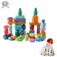 Load image into Gallery viewer, Wood Rainbow Stones Block Colorful Wooden Building Block Rainbow
