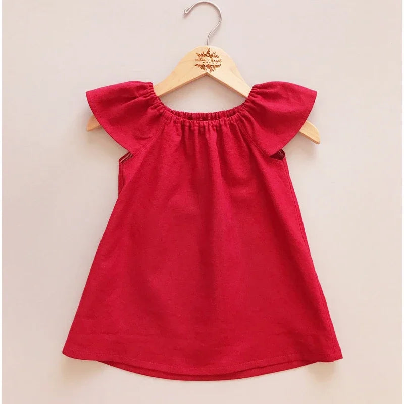 Summer Toddler Infant Baby Dress Solid Cotton Simple Baby Girls Home