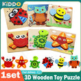 Load image into Gallery viewer, Wooden 3D Toys Puzzle Cartoon Animals Early Learning Cognition
