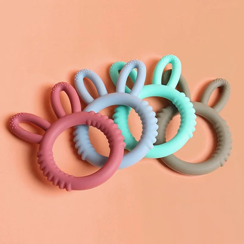 1/4pcs Baby Silicone Teether Bunny Baby Pacifier Bite Happy Children