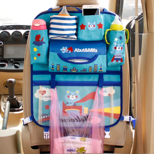 Cartoon Baby Car Seat Back Storage Bag, Large Capacity