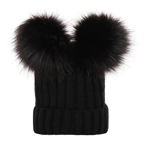 2023 Mother Kids Hats Bobble Hat Children Cap Pom Pom Beanies Caps