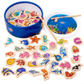 Load image into Gallery viewer, Montessori Wooden Magnetic Fishing Toys for Baby Cartoon Marine Life
