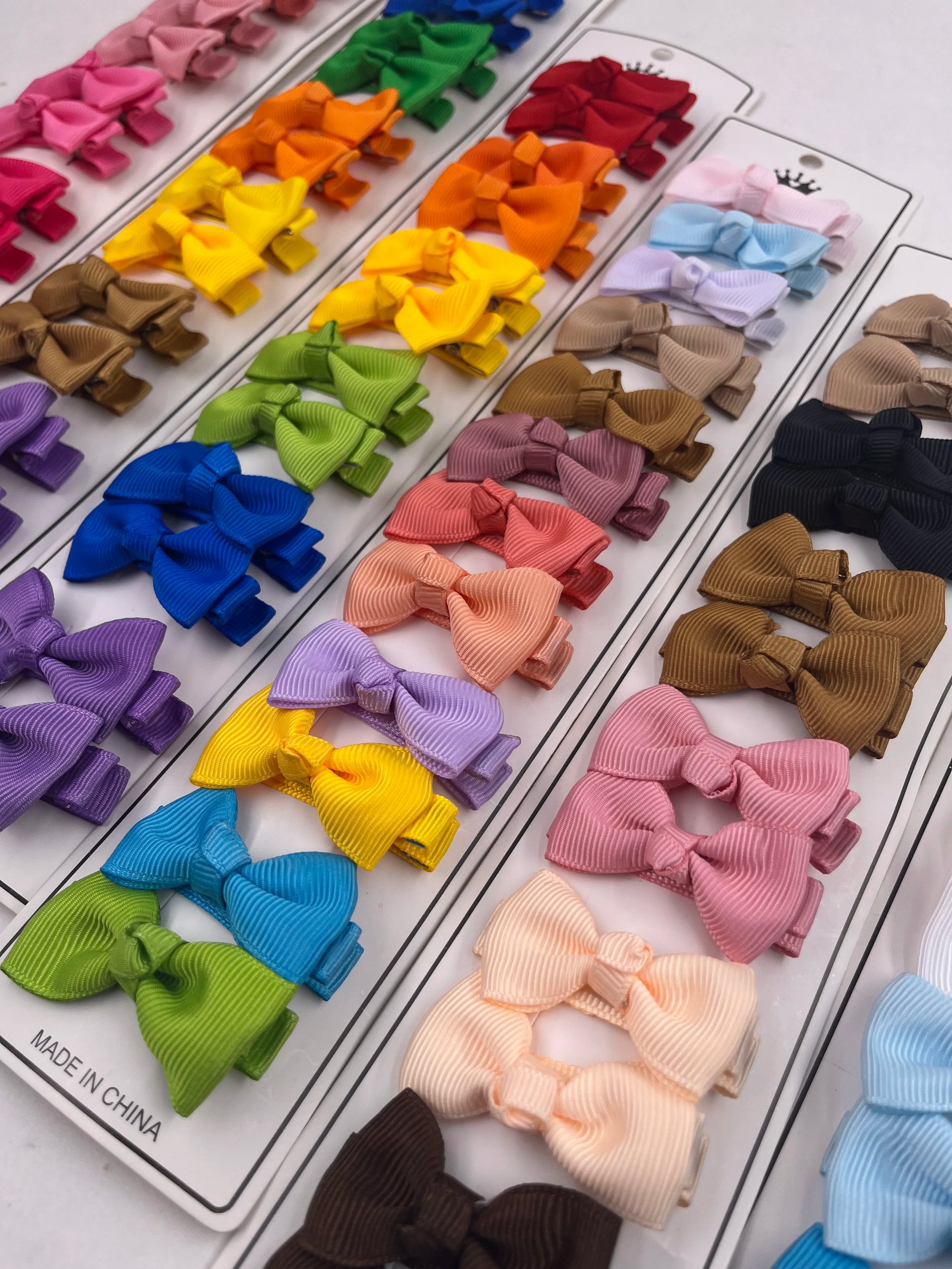 12Pcs/Lot  Solid Color Grosgrain Ribbon Bowknot Kids Hair Clips