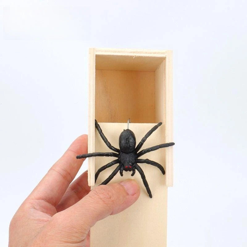 New Trick Spider Funny Scare Box Wooden Hidden Box Quality Prank