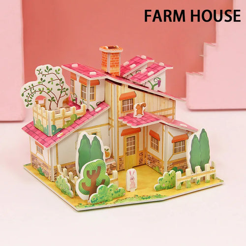 3D Paper Puzzle Montessori Miniature Houses Funny Carton Construction