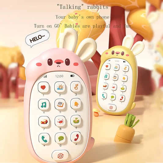 Children's rabbit toy mobile phone baby chewing puzzle non-toxic