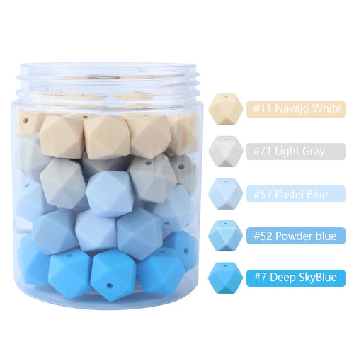 10pcs Hexagon Silicone Beads Pearl 14mm DIY Pacifier Clip Chain