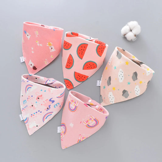 5pcs Pure Cotton Bandana Waterproof Bibs Baby Saliva Towel Triangle