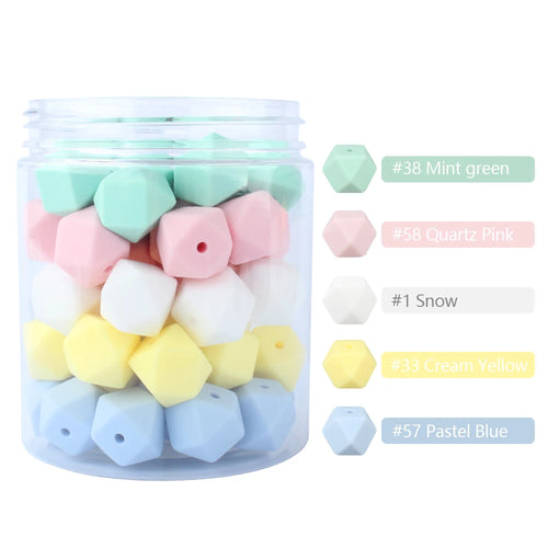 10pcs Hexagon Silicone Beads Pearl 14mm DIY Pacifier Clip Chain