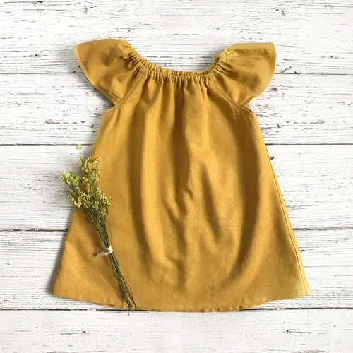 Summer Toddler Infant Baby Dress Solid Cotton Simple Baby Girls Home