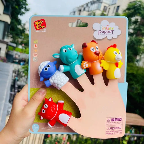 5PCS Mini Animal Hand Puppet Puppy Doll Finger Puppet Toy Set