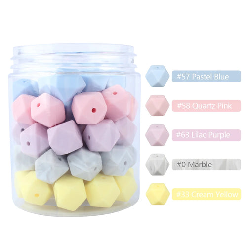 10pcs Hexagon Silicone Beads Pearl 14mm DIY Pacifier Clip Chain