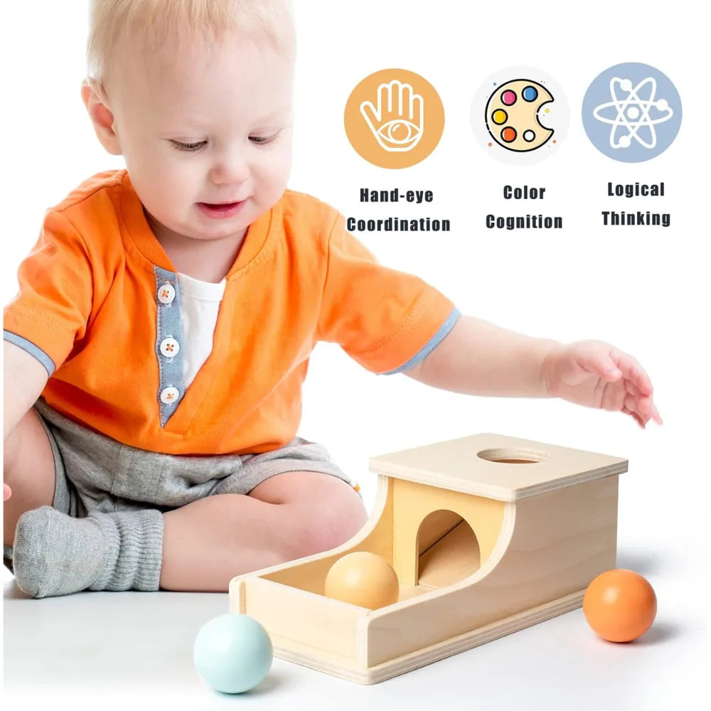 Montessori Infant Wooden Toys Coin Ball Busy Drum Color Shape