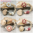 Load image into Gallery viewer, Baby Custom Name Silicone Beads Flower Ring Pacifier Clips Safe
