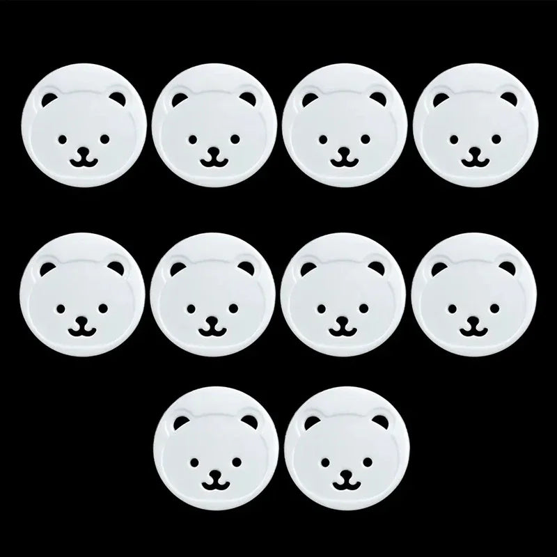 10pcs EU Power Socket Protection Cover Bear Thickened Kids Safety