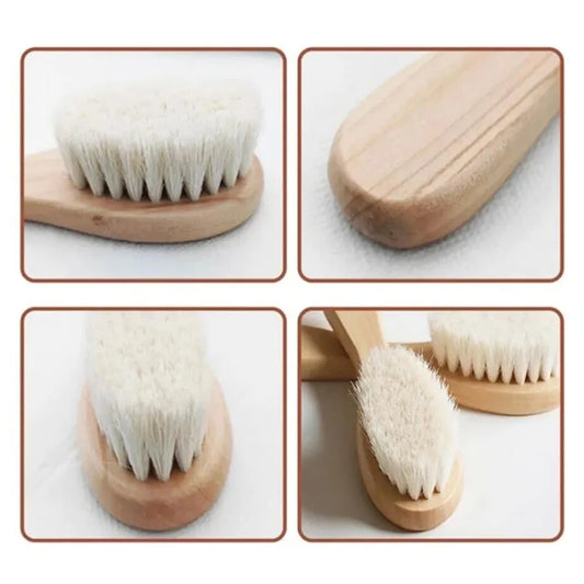 2pcs Baby Comb Set Baby Care Hair Brush Beech Soft Wool Wood Comb