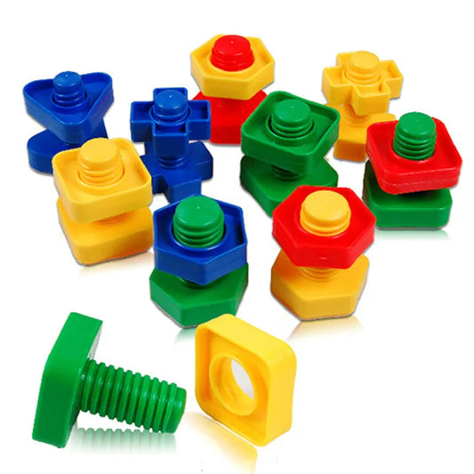 5Set Screw Building Blocks Plastic Insert Blocks Nut Shape Toys for